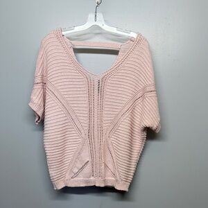 Amanda Green Light Pink V-Neck Knit Sweater SIZE XXL